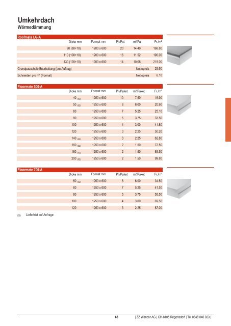 Preisliste 2012