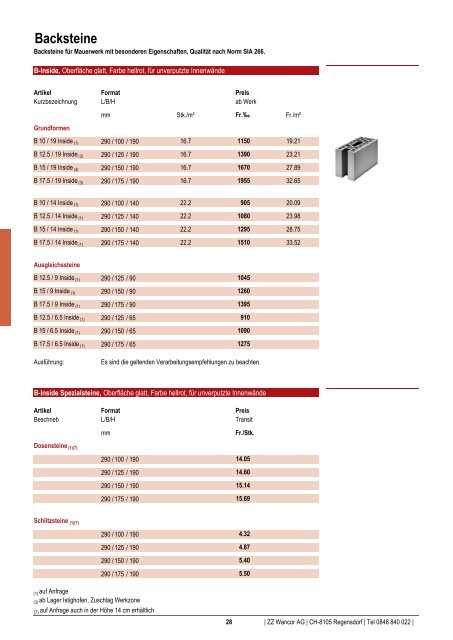 Preisliste 2012