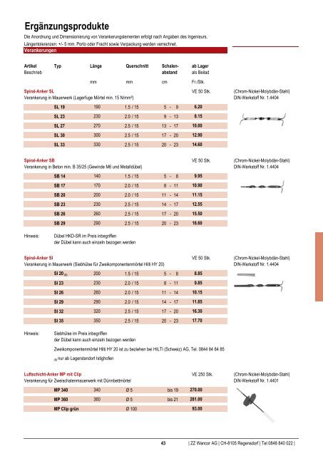 Preisliste 2012