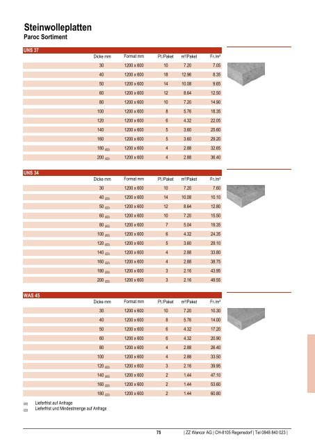 Preisliste 2012