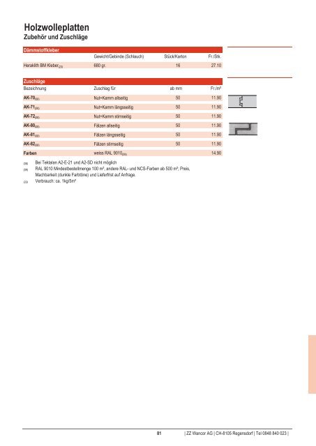 Preisliste 2012