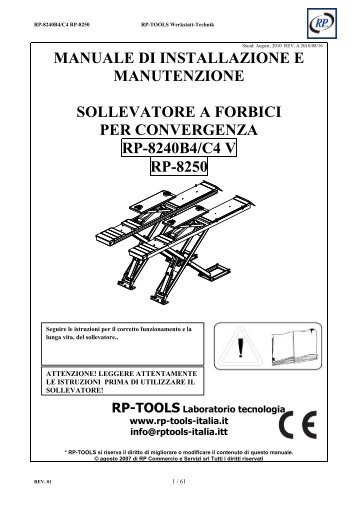 MANUALE DI INSTALLAZIONE E MANUTENZIONE ... - rptools-italia.it