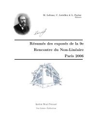 Résumés des exposés de la 9e Rencontre du Non-Linéaire Paris 2006