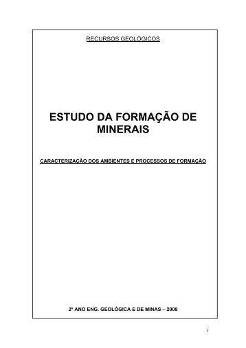 ESTUDO DA FORMAÇÃO DE MINERAIS