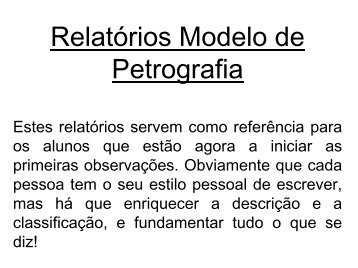 Relatórios Modelo de Petrografia