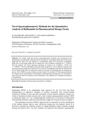 novel spectrophotometric methods for the quantitative analysis of ...