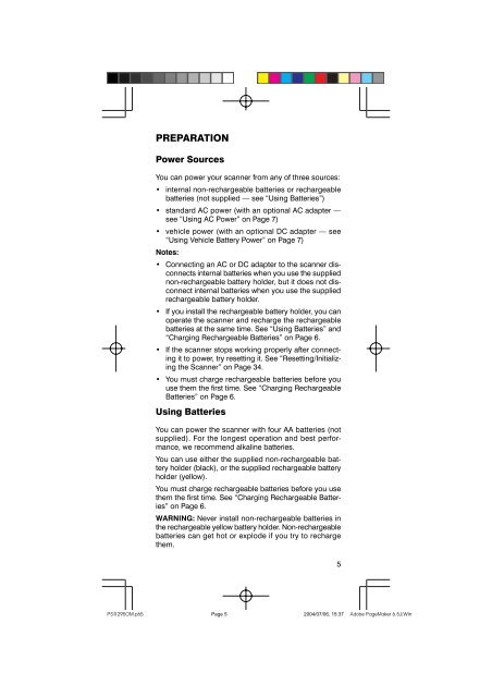 PSR-295 Portable Scanner OWNER’S MANUAL