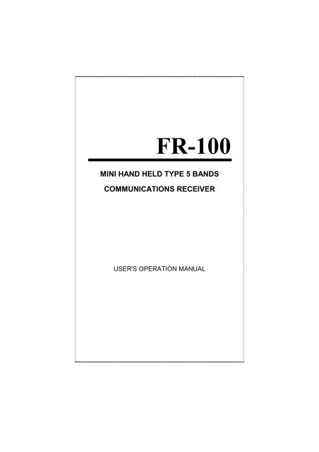 Maycom FR-100 Users operation manual - Radios-UK