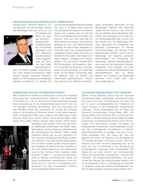 MEDIEN BULLETIN 6/2015 (Vorschau)