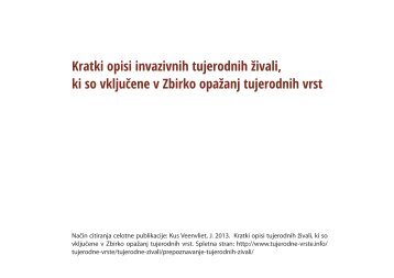 Vsi opisi Å¾ivali za tiskanje - Tujerodne vrste v Sloveniji