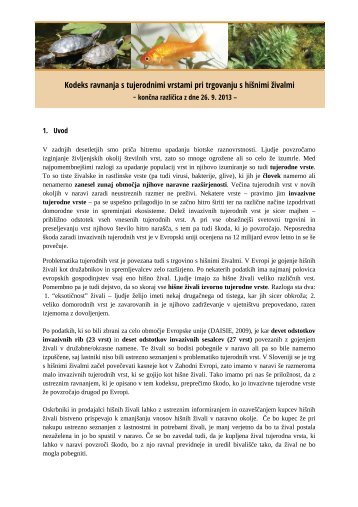 Kodeks ravnanja s tujerodnimi vrstami pri trgovanju s hišnimi živalmi