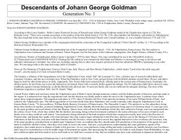 Descendants of Johann George Goldman