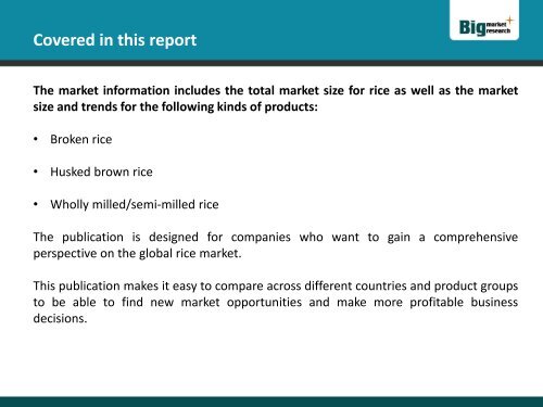 Global Rice Market to 2019 - Market Size, Growth, and Forecasts in 70 Countries