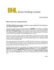 NEWS RELEASE BHL investments reaping dividends