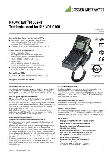 PROFiTEST 0100S-II Test Instrument for DIN VDE 0100