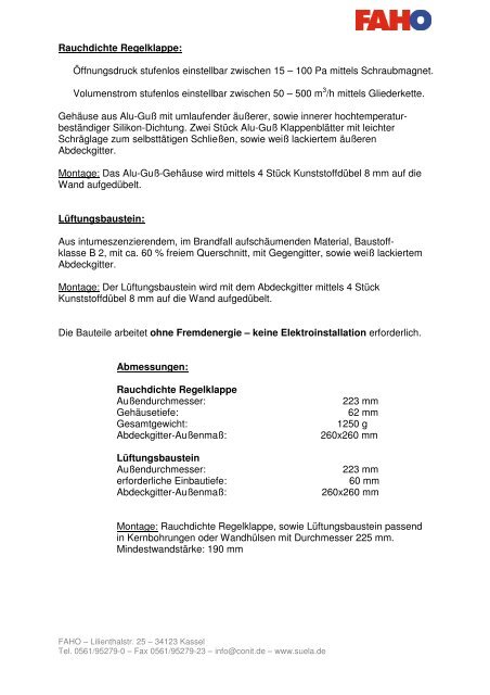 Lüftungsbaustein mit rauchdichter Rückschlagklappe