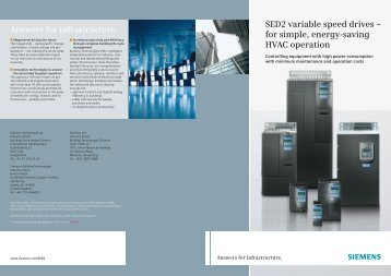 SED2 variable speed drives – for simple energy-saving HVAC operation