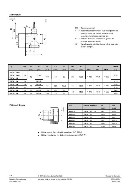 Vane de reglaj cu scaun VXG41 - deltacontrol.ro