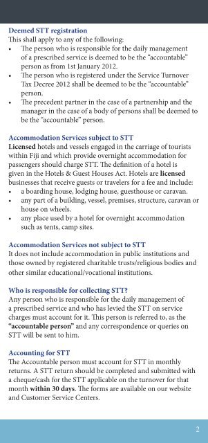 SERVICE TURNOVER TAX For Hoteliers and Tourist Marine Vessel Operators