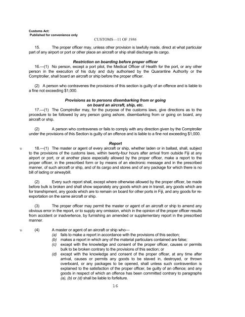 Sections 29 and 63 of the Customs Act. - Fiji Revenue & Customs ...