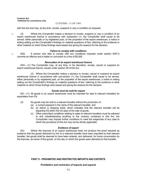 Sections 29 and 63 of the Customs Act. - Fiji Revenue & Customs ...