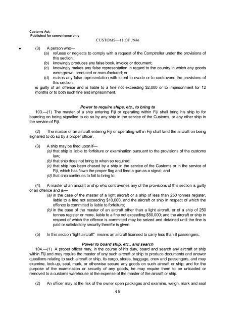 Sections 29 and 63 of the Customs Act. - Fiji Revenue & Customs ...