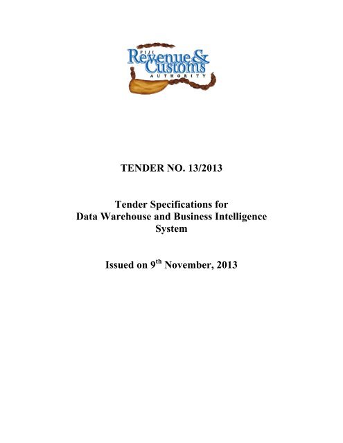 Tender 13/2013 Specifications for Data Warehouse and Business ...