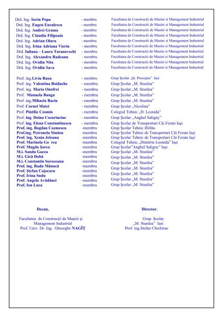 Comisiile Concursului,2010 - Facultatea de Constructii Masini