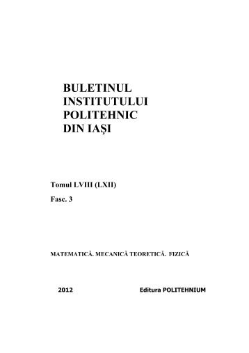 BULETINUL INSTITUTULUI POLITEHNIC DIN IAŞI