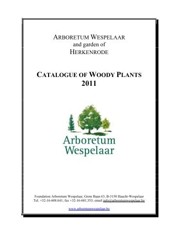 CATALOGUE WOODY PLANTS 2011