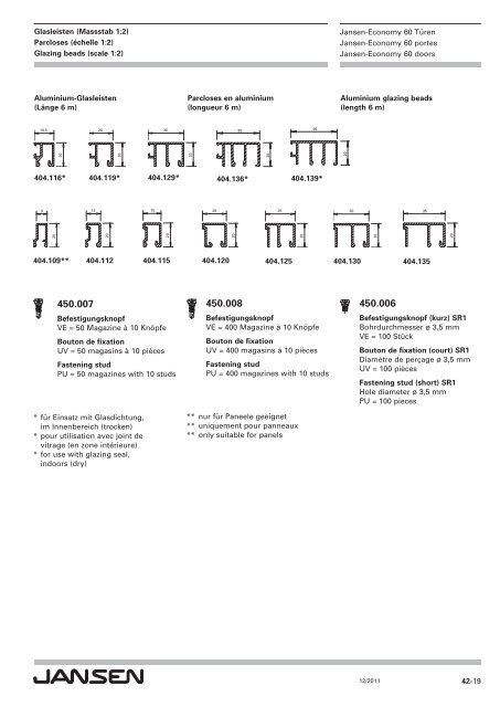 Jansen-Economy 60 Türen Jansen-Economy 60 portes Jansen-Economy 60 doors