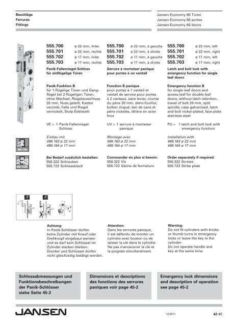 Jansen-Economy 60 Türen Jansen-Economy 60 portes Jansen-Economy 60 doors