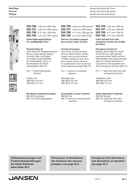 Jansen-Economy 60 Türen Jansen-Economy 60 portes Jansen-Economy 60 doors