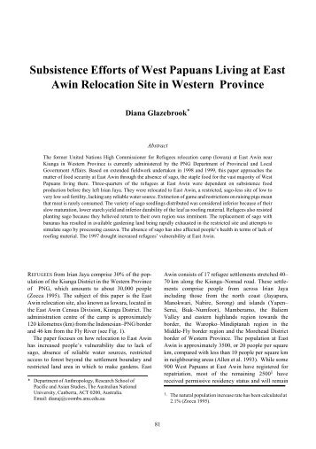 Subsistence Efforts of West Papuans Living at East Awin Relocation ...