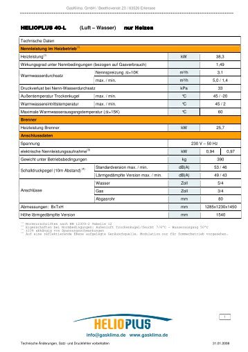 HP 40-L_Techn_Daten - GasKlima