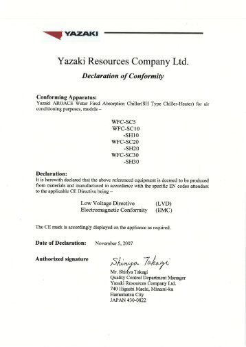 Yazaki Resources Company Ltd. - GasKlima