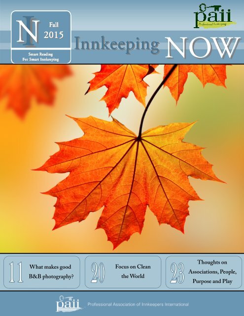 Fall 2015 Innkeeping NOW magazine