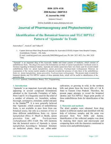 Journal of Pharmacognosy and Phytochemistry Identification of the ...