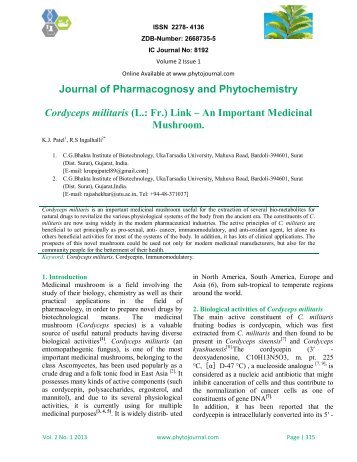 Journal of Pharmacognosy and Phytochemistry Cordyceps militaris ...