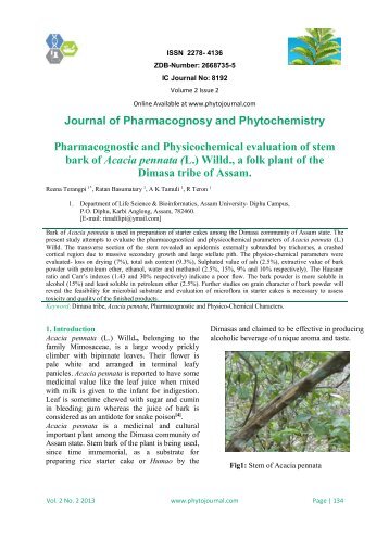 Pharmacognostic and Physicochemical evaluation of stem bark of ...
