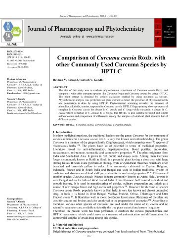 other Commonly Used Curcuma Species by HPTLC