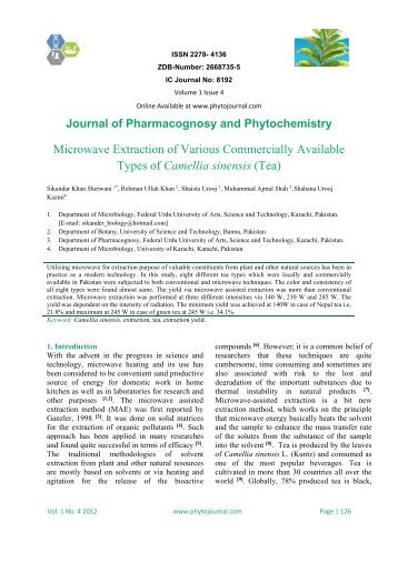 Tea - Journal of Pharmacognosy and Phytochemistry