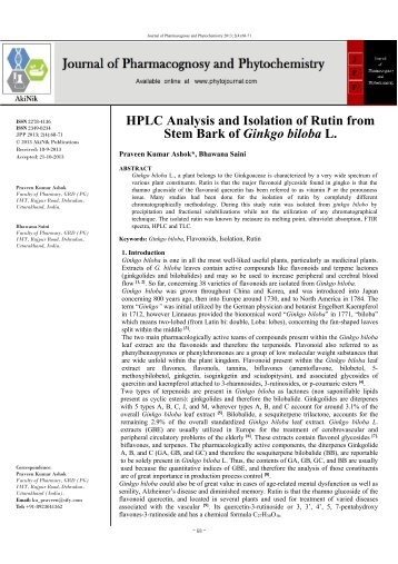 HPLC Analysis and Isolation of Rutin from Stem Bark of Ginkgo biloba L