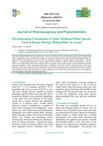 Phytochemical Constituents of Some Medicinal Plant Species Used ...