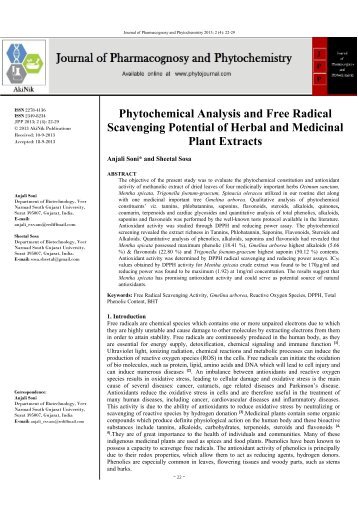 Phytochemical Analysis and Free Radical Scavenging Potential of ...