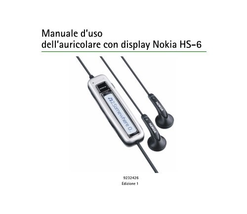 Nokia Auricolare con display HS-6 - Manuale duso del {0}