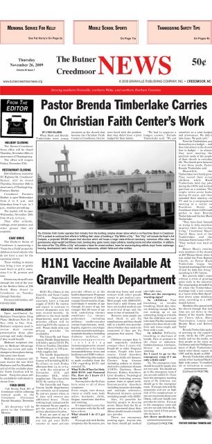 You - Butner Creedmoor News