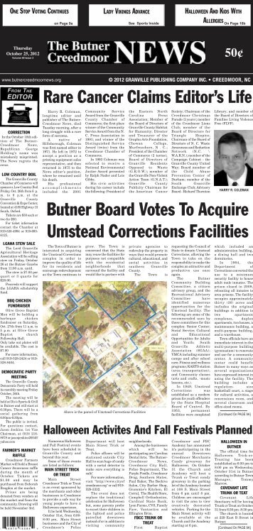 Butner Board Votes To Acquire Umstead Corrections Facilities