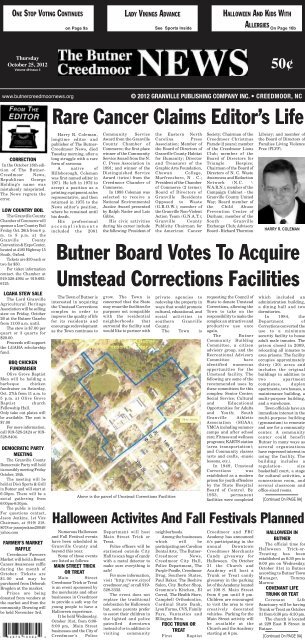 Butner Board Votes To Acquire Umstead Corrections Facilities