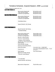 Tentative Schedule Imperial Session 2009